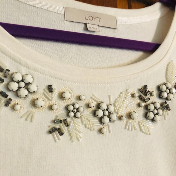 LOFT Beaded Sweatshirt Top - Picture 3 of 7